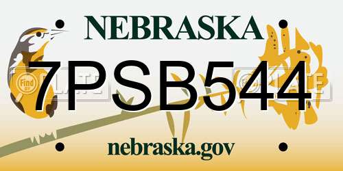 7PSB544 Nebraska License Plate