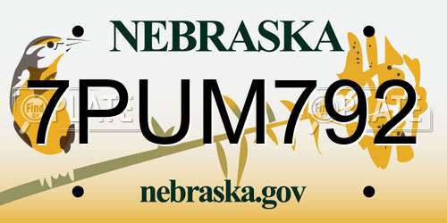 7PUM792 Nebraska License Plate