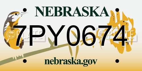 7PY0674 Nebraska License Plate