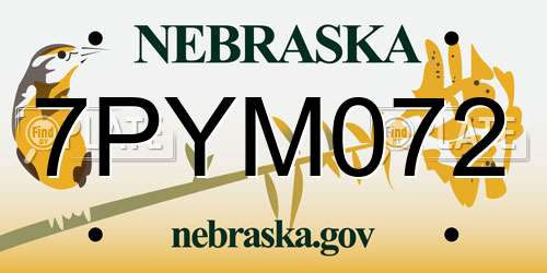 7PYM072 Nebraska License Plate