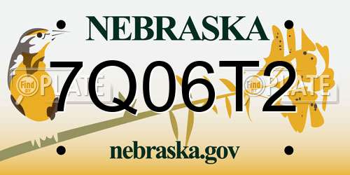 7Q06T2 Nebraska License Plate