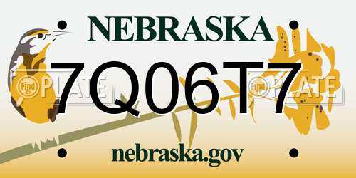 7Q06T7 Nebraska License Plate