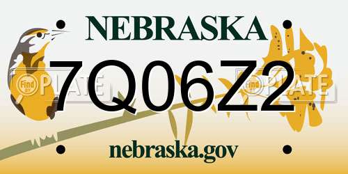7Q06Z2 Nebraska License Plate