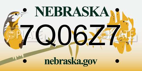 7Q06Z7 Nebraska License Plate