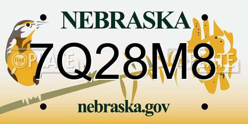 7Q28M8 Nebraska License Plate