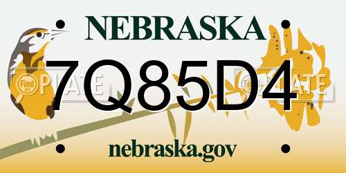 7Q85D4 Nebraska License Plate
