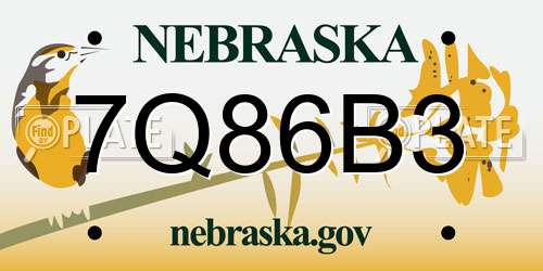 7Q86B3 Nebraska License Plate