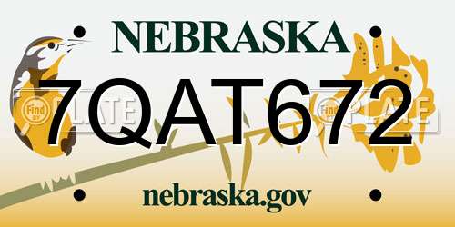 7QAT672 Nebraska License Plate