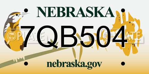 7QB504 Nebraska License Plate