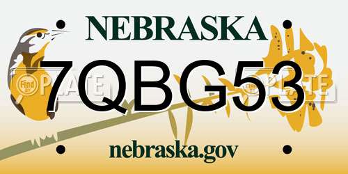 7QBG53 Nebraska License Plate