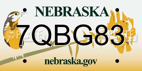 7QBG83 Nebraska License Plate