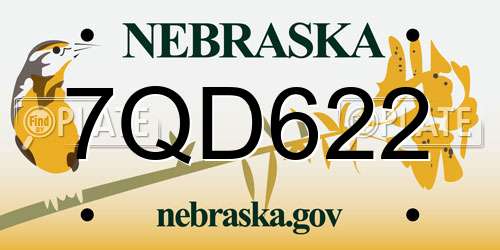 7QD622 Nebraska License Plate