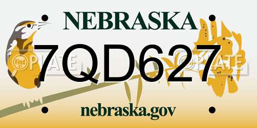 7QD627 Nebraska License Plate