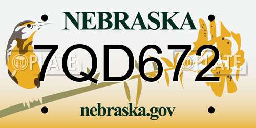 7QD672 Nebraska License Plate