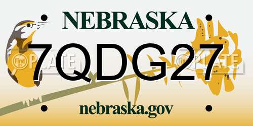 7QDG27 Nebraska License Plate