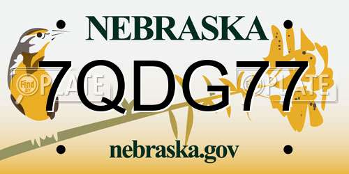 7QDG77 Nebraska License Plate