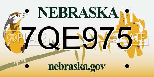 7QE975 Nebraska License Plate