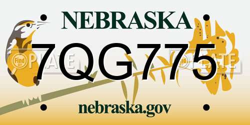 7QG775 Nebraska License Plate