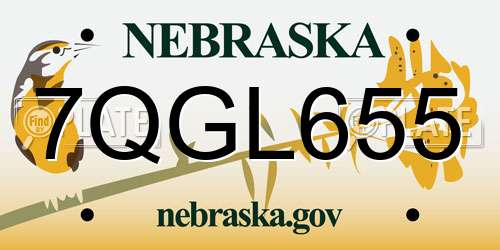 7QGL655 Nebraska License Plate