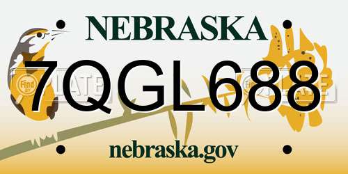 7QGL688 Nebraska License Plate