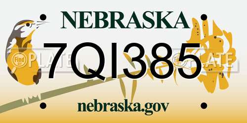 7QI385 Nebraska License Plate