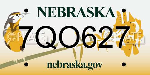 7QO627 Nebraska License Plate