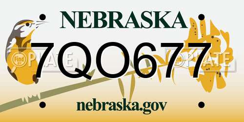 7QO677 Nebraska License Plate