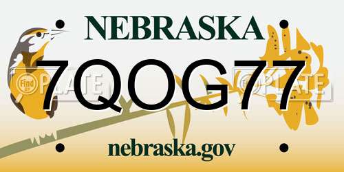 7QOG77 Nebraska License Plate