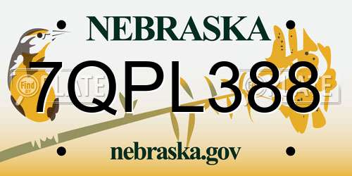 7QPL388 Nebraska License Plate