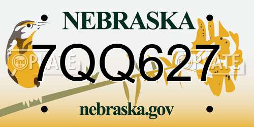 7QQ627 Nebraska License Plate