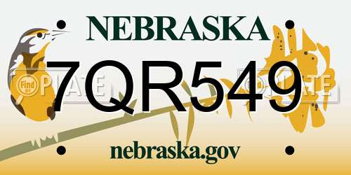 7QR549 Nebraska License Plate