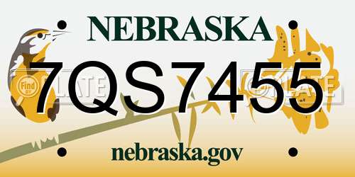 7QS7455 Nebraska License Plate