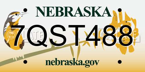 7QST488 Nebraska License Plate
