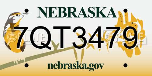 7QT3479 Nebraska License Plate
