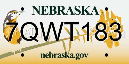 7QWT183 Nebraska License Plate