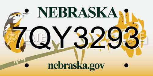 7QY3293 Nebraska License Plate