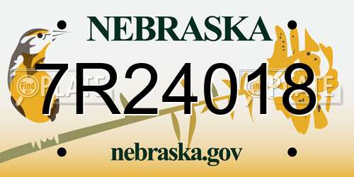 7R24018 Nebraska License Plate