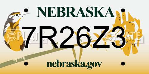 7R26Z3 Nebraska License Plate