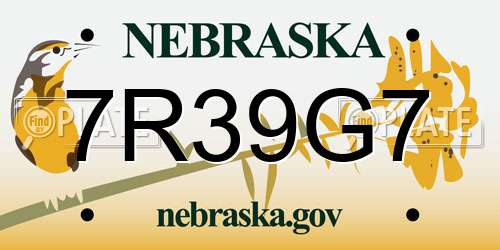 7R39G7 Nebraska License Plate