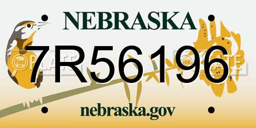 7R56196 Nebraska License Plate