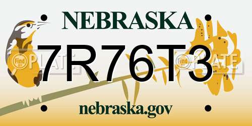 7R76T3 Nebraska License Plate