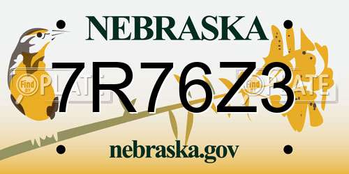 7R76Z3 Nebraska License Plate