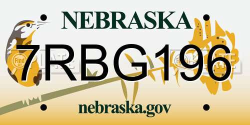 7RBG196 Nebraska License Plate