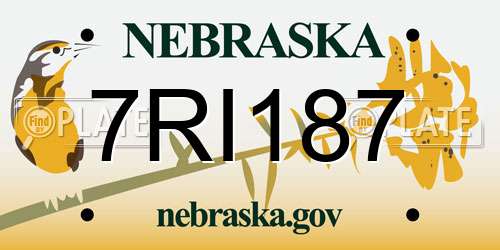 7RI187 Nebraska License Plate