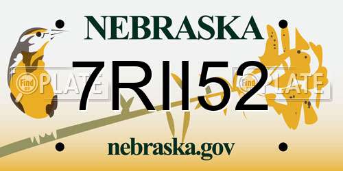 7RII52 Nebraska License Plate