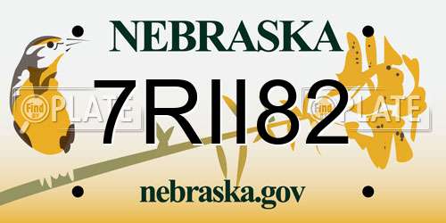 7RII82 Nebraska License Plate
