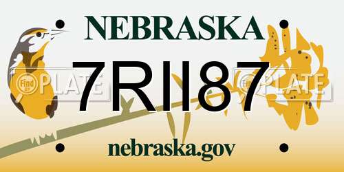 7RII87 Nebraska License Plate