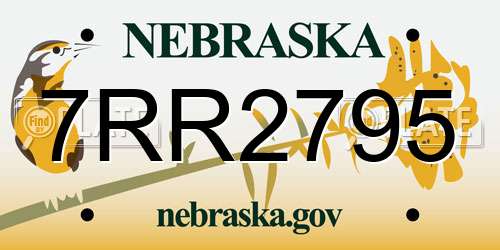 7RR2795 Nebraska License Plate