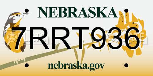 7RRT936 Nebraska License Plate