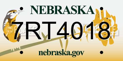7RT4018 Nebraska License Plate